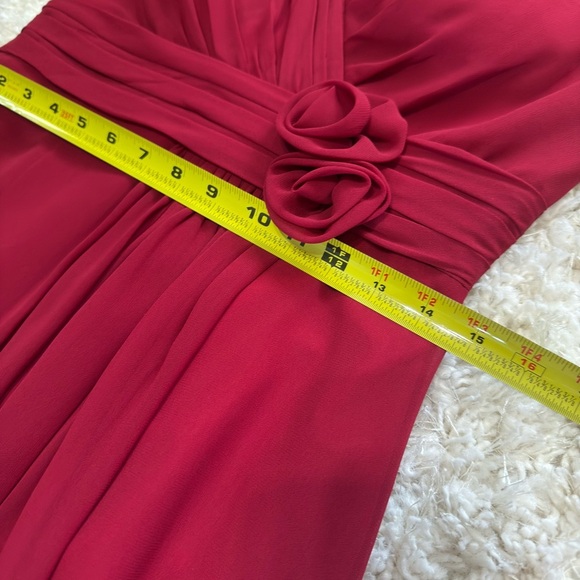 Bill Levkoff Red Chiffon Maxi Gown Bridesmaid Formal Evening Dress Size 10 - Picture 7 of 9